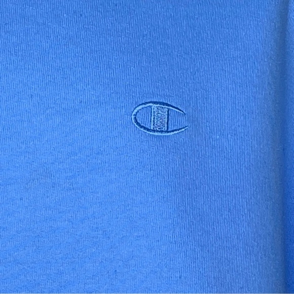 Champion Men's Fleece M Powder Blue Sweatshirt Gray Collar Long Sleeves Casual - Picture 2 of 9